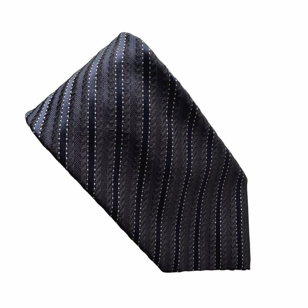 Canali Silk Striped Formal Adjustable Pointed Necktie Navy Blue Mens Classic